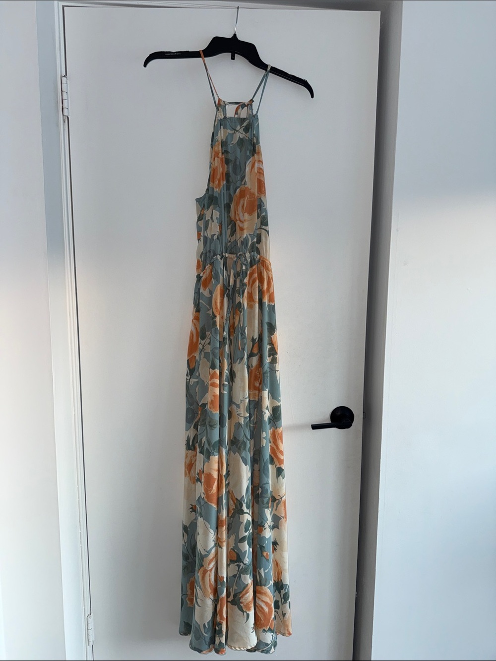 Lulu's Floral Halter Maxi Dress in Sage and Peach